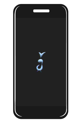 Light blue art action earwig's earwig icon on black smart phone screen
